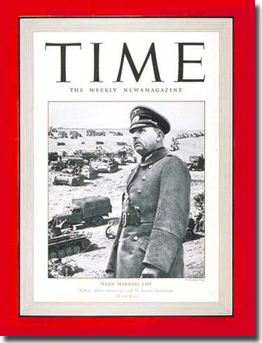 Field Marshal Wilhelm List on the cover of Time, 24th. of March 1941
