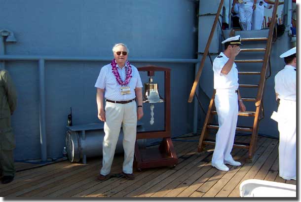 Mackenzie Gregory on board USS Missouri before the ceremony