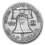 The Liberty Bell depicted on the Franklin Half Dollar