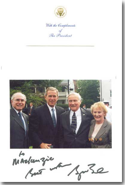 Photograph with President George W. Bush and Australian Prime Minister, John Howard