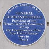 Plaque on de Gaulle's HQ in London