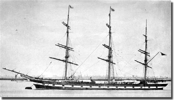 The clipper Loch Ard wrecked off Victorian coast. 1878
