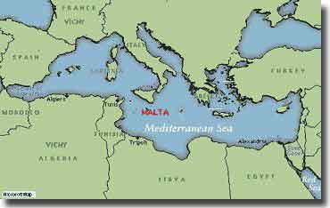 The strategic significance of Malta may be seen from this map of the area