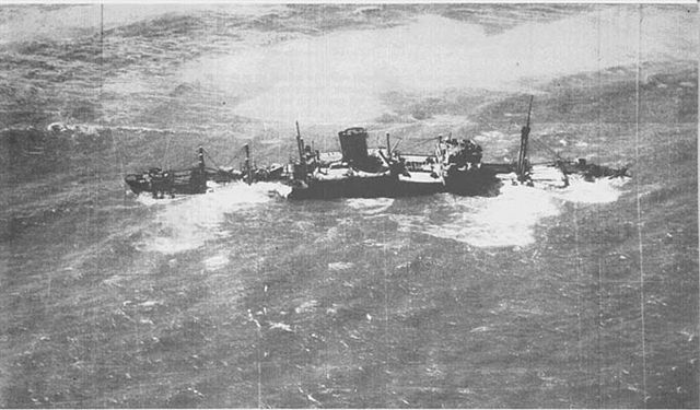 Dunedin Star, some months after her going aground in November 1942