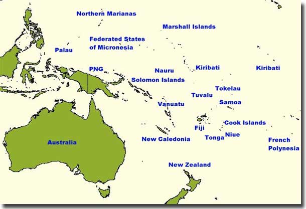 Map showing the position of Federated States of Micronesia