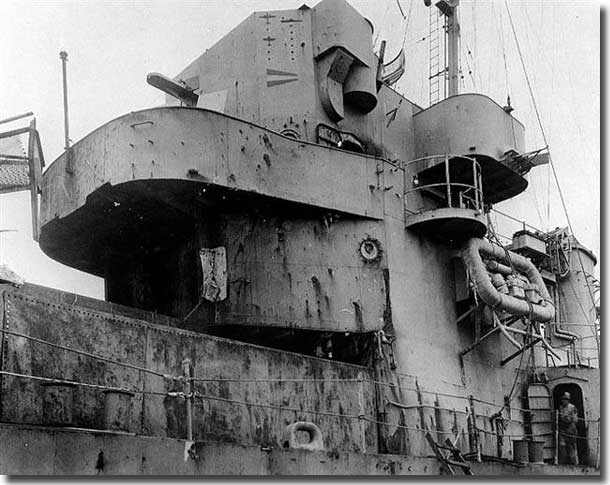 USS England damaged by a Kamikaze aircraft