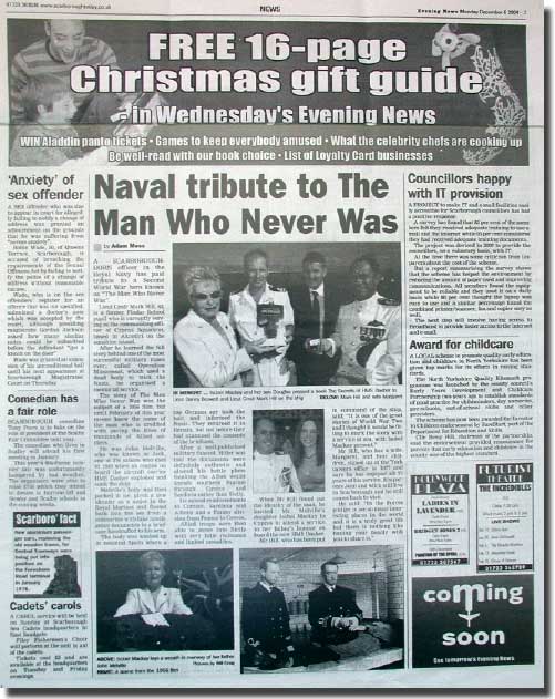 A report of the Memorial Service in the Evening News, a newspaper in England