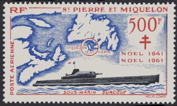 ir Mail stamp to mark the capture of the islands of St Pierre and Migulon