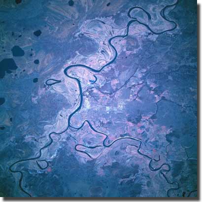 Satellite image of the Irtysh River in Russia