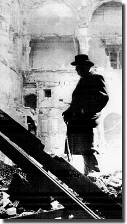 Churchill inspects Bomb damage to House of Commons